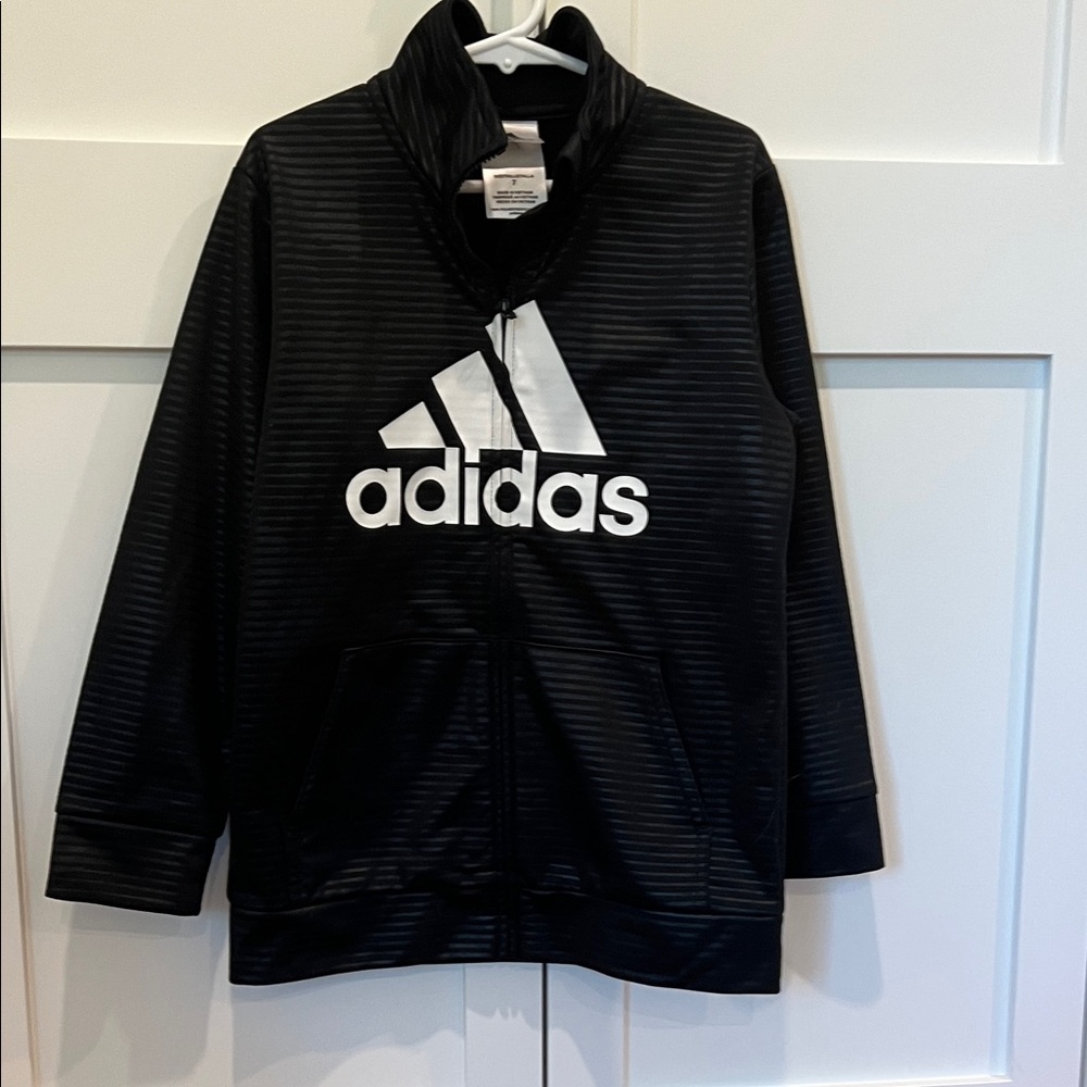 Adidas Black Striped Jacket with White Logo